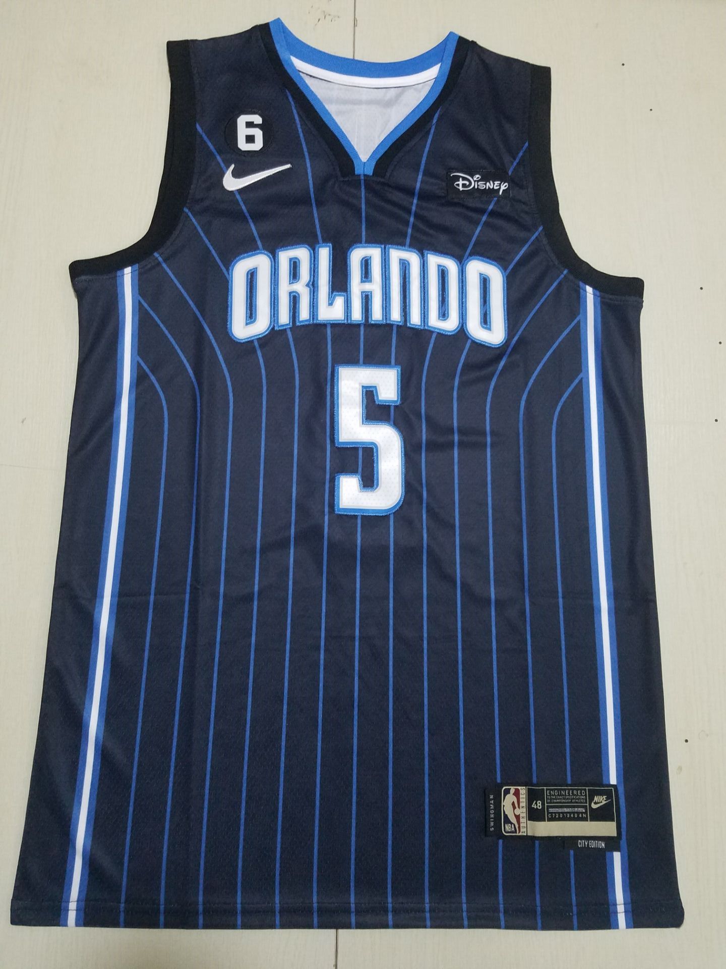 Men Orlando Magic 5 Banchero Black Stripe 2022 Nike NBA Jersey